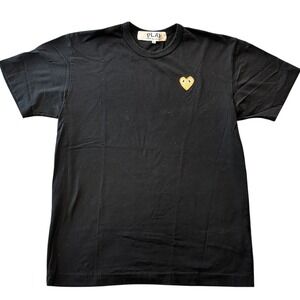 Comme Des Garcons PLAY Gold Heart Logo T-Shirt Black Men's Sz XL